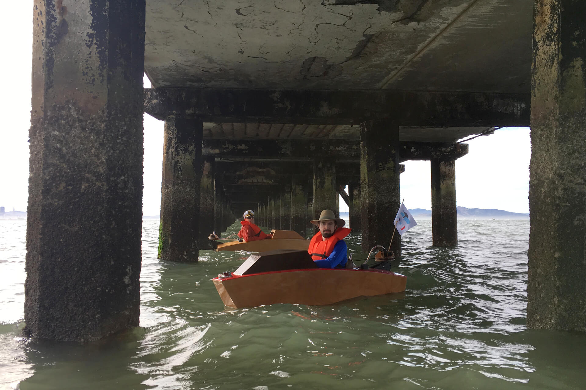 Mini boats under the berkeley pier